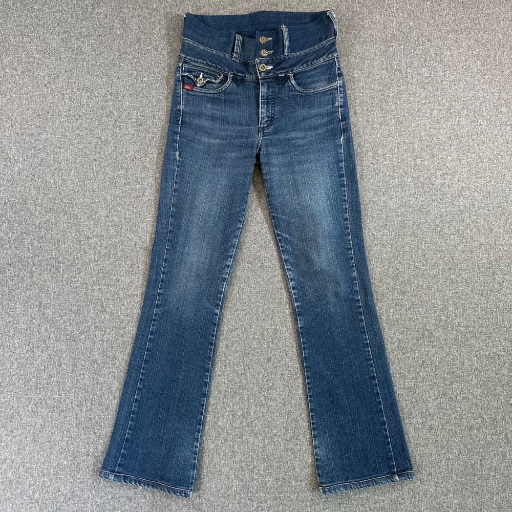 Lee Jeans Women 28 Bootcut Blue High Waist Embroidered Flap Pocket Vintage